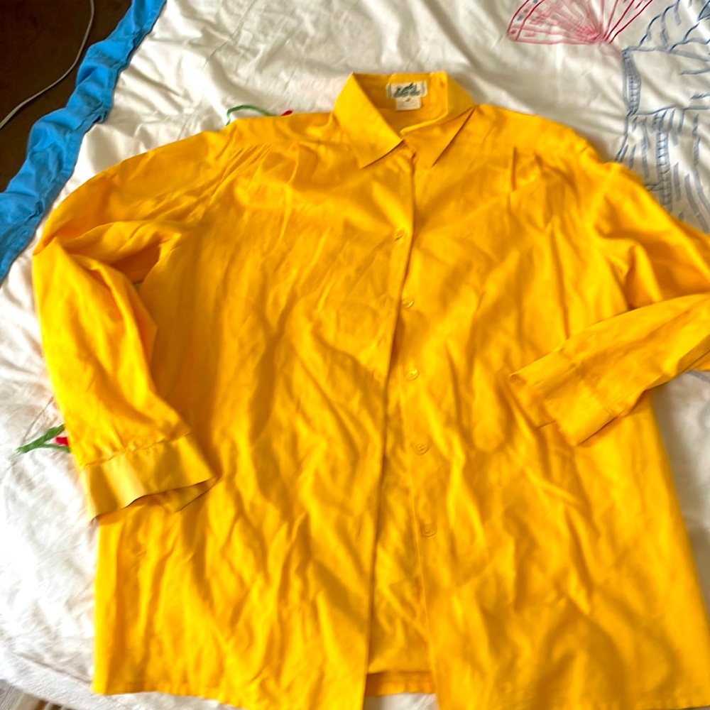 Hermes Paris exclusive mens button down shirt fire/canary yellow.